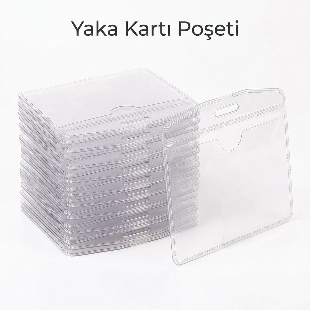 Plastik PVC Şeffaf Yaka Kartı Poşeti 8x9 cm (CR80) - Görsel 3