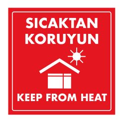 Sıcaktan Koruyun (Keep From Heat) - Kargo ve Koli Etiketi Kağıt Çıkartma Baskı 500 Adet